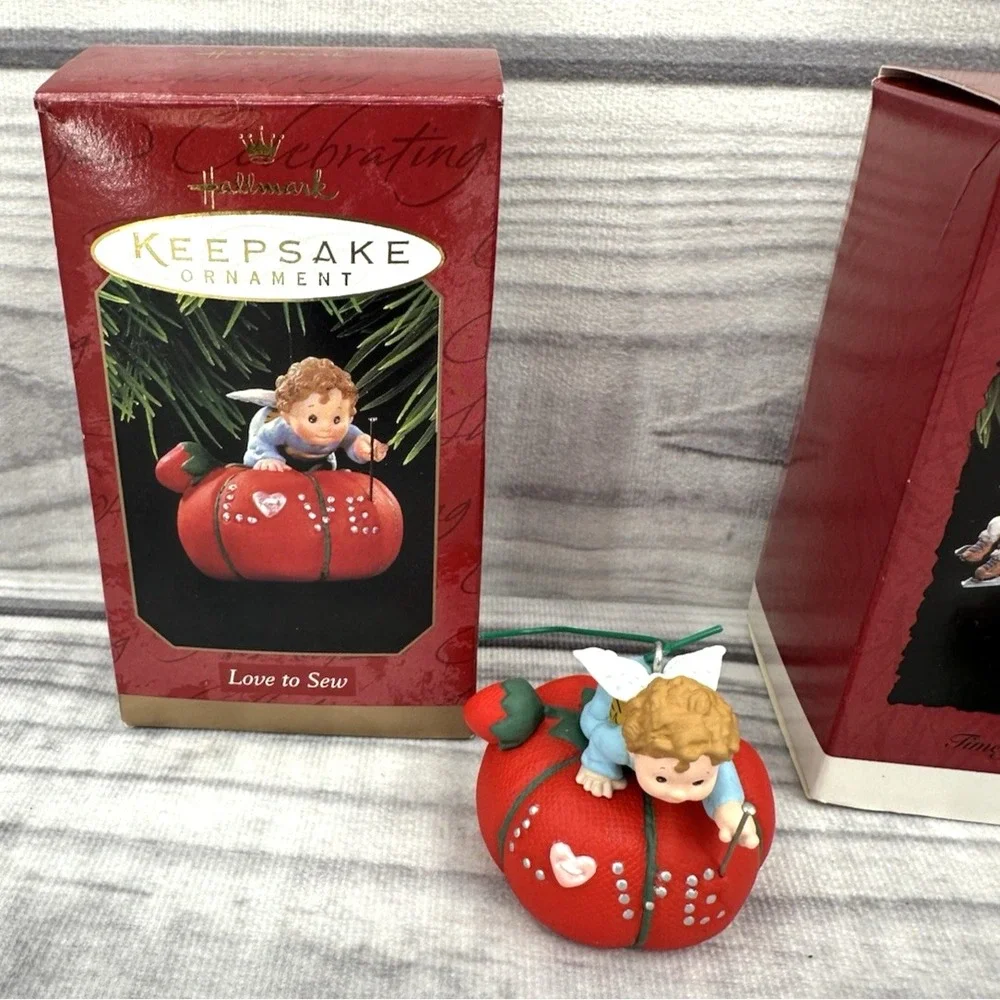 HALLMARK KEEPSAKE ORNAMENT TIME FOR A TREAT 96 FRIENDS ARE FUN 91 LOVE TO SEW 97